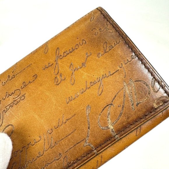 Berluti Cali Graffiti Pass case name card holder Card Case Leather Brown - Picture 8 of 12